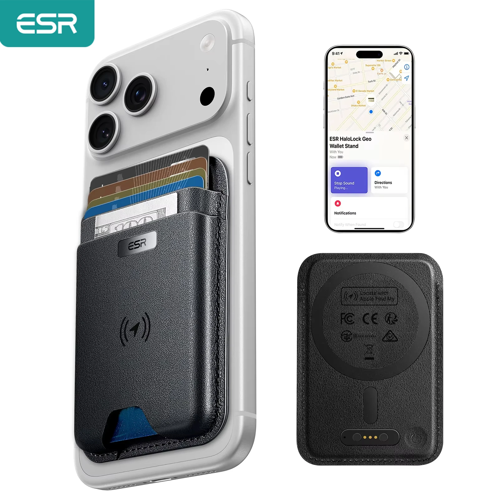 ארנק כרטיסים ESR עם Find My