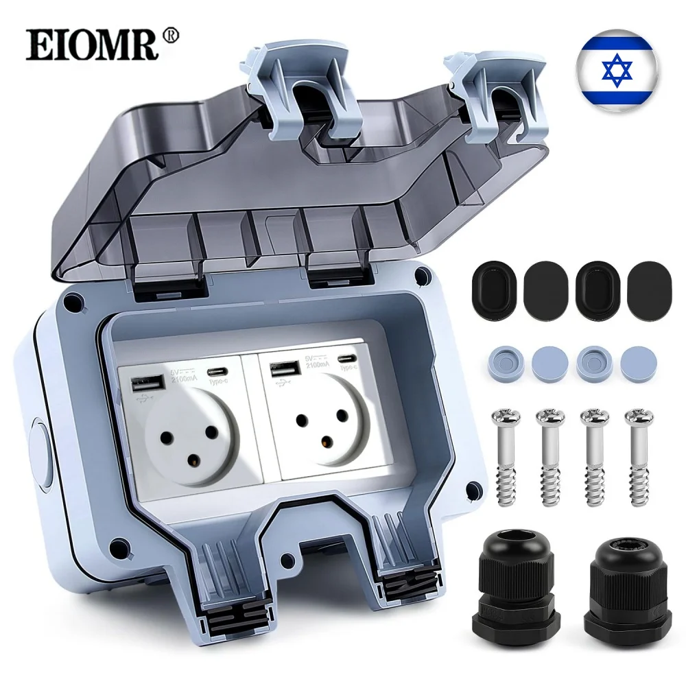 קופסת שקעים חיצונית עם USB