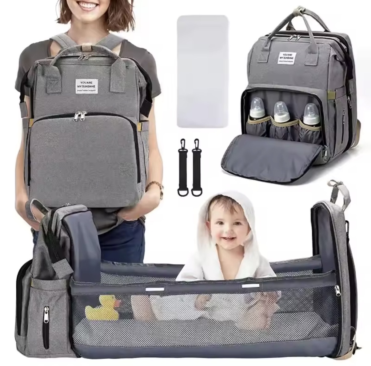 Diaper Backpack with Fold-Out Changing Area