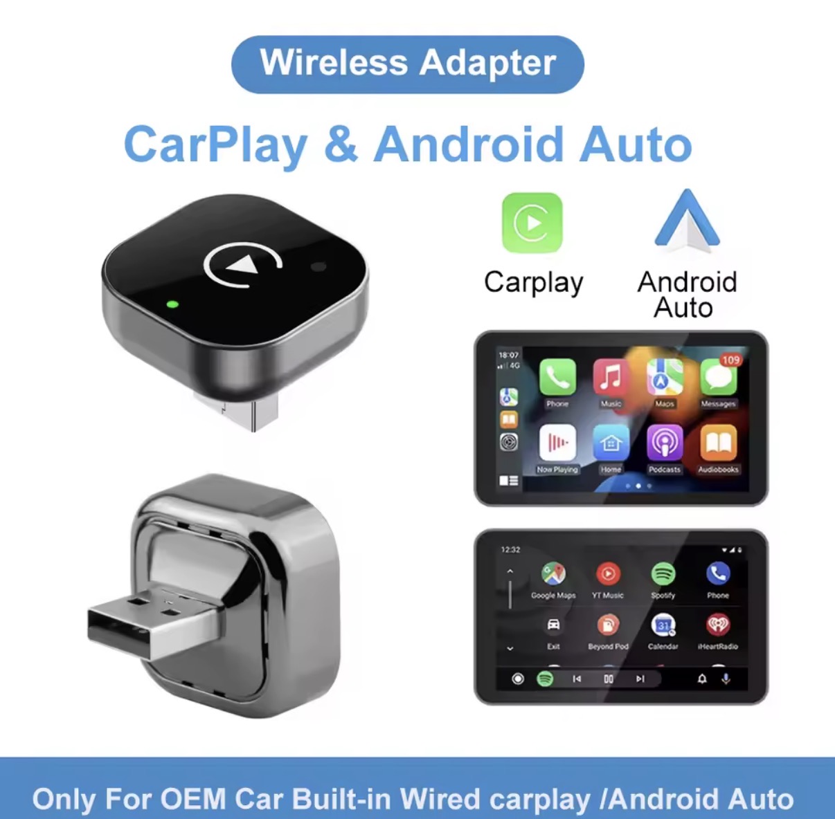 Wireless CarPlay and Android Auto Adapter